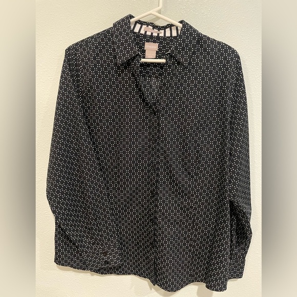 Chico’s No Iron Black Button Up Blouse - Picture 1 of 5